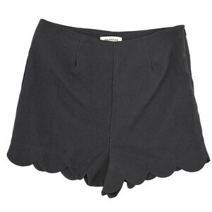 Monteau Shorts Womens Medium Dressy Casual Stretch Black Scalloped Hem High Rise